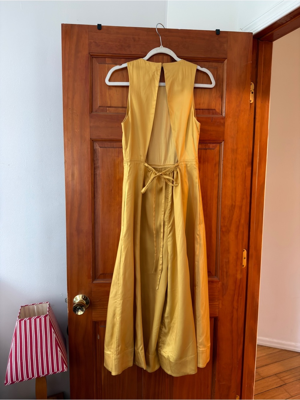 COS yellow open back jumpsuit with adjustable straps size 34